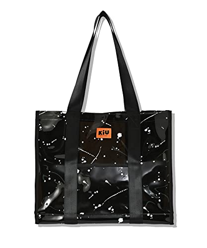[キウ] クリア クリアバッグ PVC トートバッグ プールバッグ 大容量 海 アウトドア フェス PVCビッグトートバッグ メンズ レディース スプラッシュ ブラック K334-135