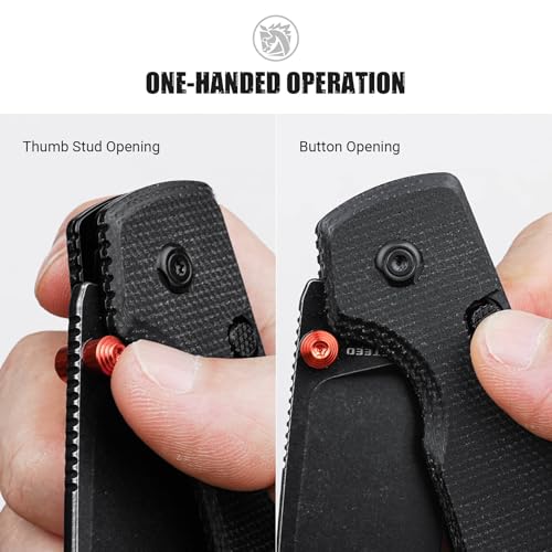 Image of Vosteed Raccoon2.0 EDC Folding Pocket knife with Clip - Top Liner Lock Knife with 3.25 inch Sandvik 14C28N Steel Blade - Micarta Handle for Camping, Hiking - A2902