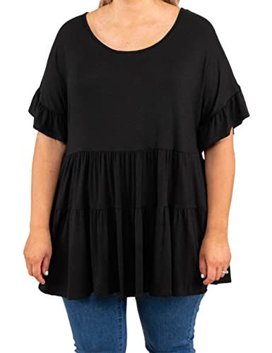 Genayge Women's Plus Size Ruffle Tunic Tops Summer Short Sleeve Loose T-Shirt Blouses2