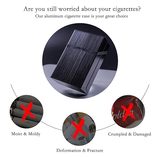 4 Pack Aluminum Cigarette Case Metal Cigarette Hard Box Holder for Men and Women Brushed 85mm Size Cigarette Protective Cover with Solid Magnetic Switch Flip Top Closure, 18-20 Capacity