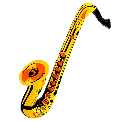 Widmann 23931 - Saxofón Hinchable Adulto Unisex, Payaso, Circo, Discoteca, Músico, Espectáculo, Carnaval, Fiestas Temáticas, 55 Cm, Color Dorado