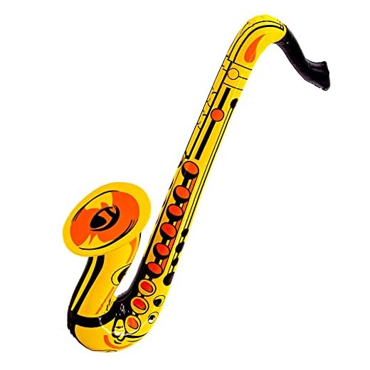 Widmann 23931 - Saxofón Hinchable Adulto Unisex, Payaso, Circo, Discoteca, Músico, Espectáculo, Carnaval, Fiestas Temáticas, 55 Cm, Color Dorado
