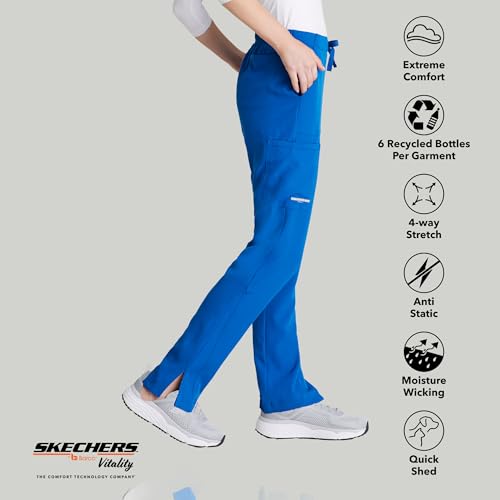 BARCO Skechers Vitality Charge Slim Fit Scrub Jogger for Women – Low-Rise, 4-Pocket Bottoms with a Drawcord Waistband, Tapered Leg & 4-Way Stretch – New Royal, M by BARCO - Used condition - Image 6