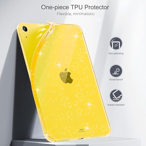 Image of MOCA Case for iPad 6th 5th Generation (iPad 9.7 inch, 2018 /2017), AIR 2 Impact Resistant, Slim, Lightweight Glitter Case (Yellow, ipad 9.7 inch)