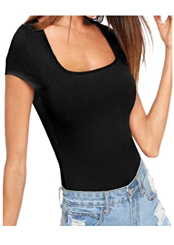 Body Feminino Manga Curta Com Fecho Decote Quadrado Collant (branco, P)