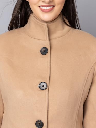 Image of CHKOKKO Women Chic Winter Coat Single Breasted | Knee Length Design with Buttoned Closure and Practical Front Side Pockets for Stylish and Comfortable Wear