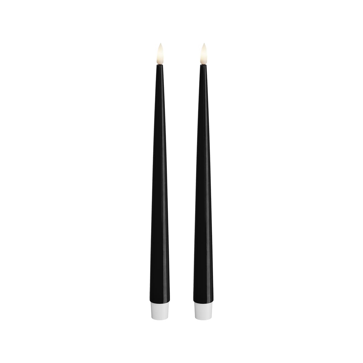 Deluxe Homeart Indoor Flameless LED Dinner Candle - Set of 2 - with Real Flame™ Technology - Battery Powered Candle (28 cm, Black) — image 1