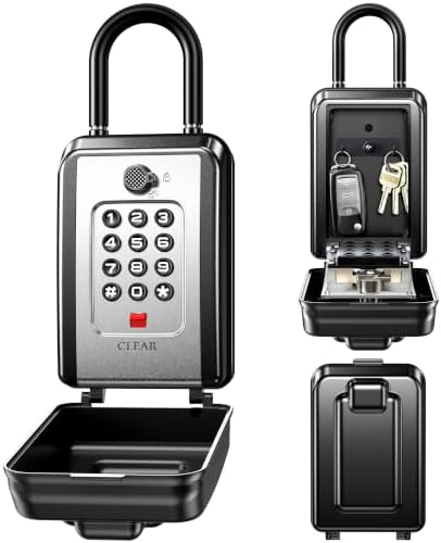 ISEYOU Schlüsseltresor mit Zahlencode und Aufhängebügel, 12 Tasten Schlüsselsafe Outdoor zum Aufhängen, robuster wetterfester Schlüsselkasten aus Metall mit Code, Schlüsselbox auße