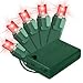 Winterland BAT-70MMRE-4G 5 mm. Chonical Battery Operated Red LED 70 Count Lights Set On Green Wire