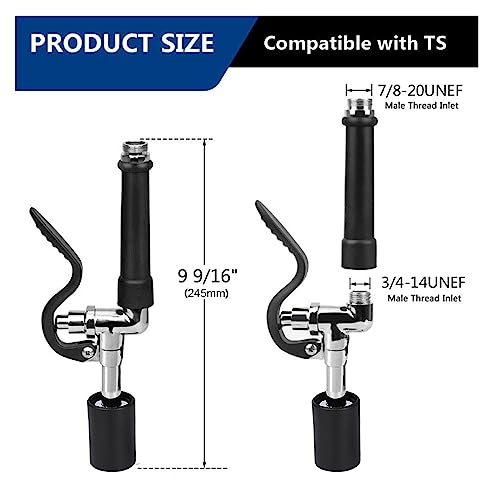 Junejour Pre-Rinse Spray Valve Head, Kitchen Sink Faucet Grip Assembly For Commercial Kitchen, High Pressure Dish Sprayer Nozzle With Handles, Wall Mount Pull Down Center Pre-Rinse Faucet (Black) #TOP1