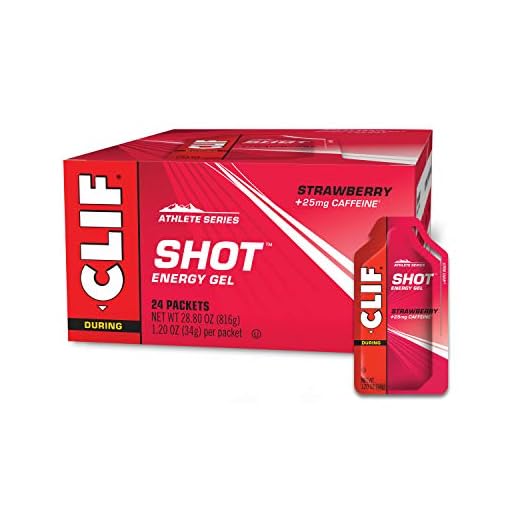 CLIF SHOT - Energy Gels - Strawberry - 25mg Caffeine- Non-GMO - Quick Carbs & Caffeine for Energy - High Performance & Endurance - Fast Fuel for Cycling and Running (1.2 Ounce Packet, 24 Count)