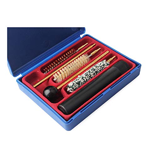 FIRECLUB 6 Pcs Copper Pistol Hunting Cleaning Tool Kit Accessories Brush Mop Storage Handle for Cal.38/357/9mm