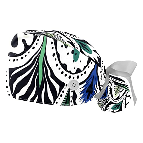 Casquettes de travail ajustables plumes de paon JDEZ pour retenir les cheveux sans serrer