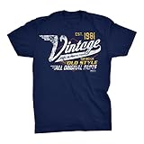 ShirtInvaders 40th Birthday Shirt for Men - Vintage 1981 Aged to Perfection - Racing-Navy-Md