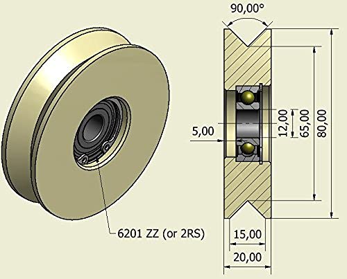 Smart Machines Machines4 Stück Nylon Polyamid Riemenscheibe 80mm Durchmesser mit 90° V-Nut Schiebetorrad Made in EU