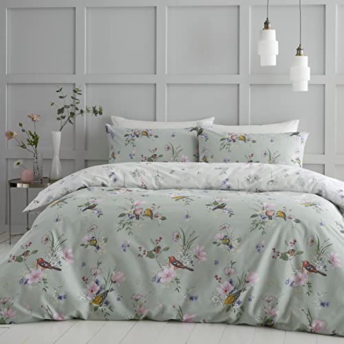 Catherine Lansfield Parure de lit King Size avec Housse de Couette et taies d'oreiller Vert Sauge