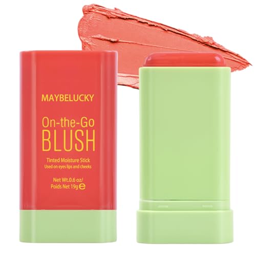 Natuce Fard per Il Viso, 3 e 1 Stick di Fard Multiuso, per Occhi Labbra e Guance, Effetto Naturale, Lunga Durata, Crema di Fard, Matte Blush Stick in Crema, Facile da Applicare (3#coral orange)