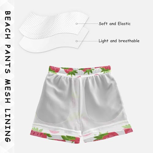 Pigsaly Boys' Swim Board Shorts Leaves Green Strawberry Boy's Swim Trunks Kids Swimwear 2T4