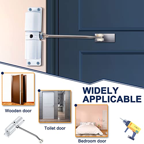 2 Pieces White Door Closer Automatic Safety Spring Door Closer Self Closing Door Hinges Adjustable Door Slower Closer No Slam Home Security Door Stopper To Self Closing Doors And Convert Hinged Doors #TOP4