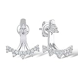 Namana Pendientes Mujer con Diseño de Corona en Plata de Ley 925, Pendientes de Escalada de Lóbulo de Oreja para Mujer, Pendientes 'Ear Jacket' en Plata de Ley 925 con Circonitas Cúbicas.