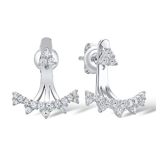 Namana Pendientes para mujer con diseño de corona en plata de ley 925, pendientes de escalada de lóbulo de oreja para mujer, pendientes de plata de ley 925 con circonitas cúbicas.