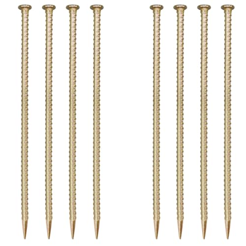 MAOMBO 16 Inch Rebar Stakes (8 Pack)- 0.5 Inch Diameter Galvanized Steel Ground Anchors - Heavy Duty Plant Support Garden Stake for Speed Bump, Wheel Stop, Tent Stakes Metal Rebar Support