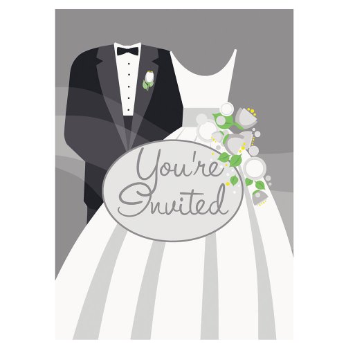 Silver Wedding Invitations, 8ct