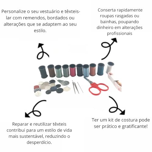 【Kit De Costura 33 Peças 】 P/Viagem Botão 33 Peças Mais Estojo, Kit Costura Profissional, Linhas,Agu