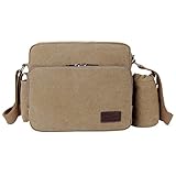 MeCool Umhängetasche Herren Retro Schultertasche Kleine Canvas Messenger Taschen für Sporttasche Outdoor Freizeit Schule Segeltuch Reisetasche Strandtasche Günstige Freitag Handtaschen, Braun Schwarz