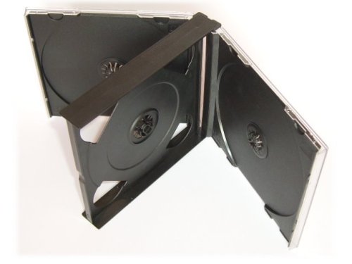 Tillmann Media CD-Leerhüllen Jewelcase für 4 CD/DVD, transparent, Tray schwarz, Kartoninhalt: 10 Stück Cover