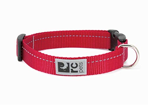 RC Pet Products 1 Inch Primary Collection Adjustable Dog Collar, Medium, Red
