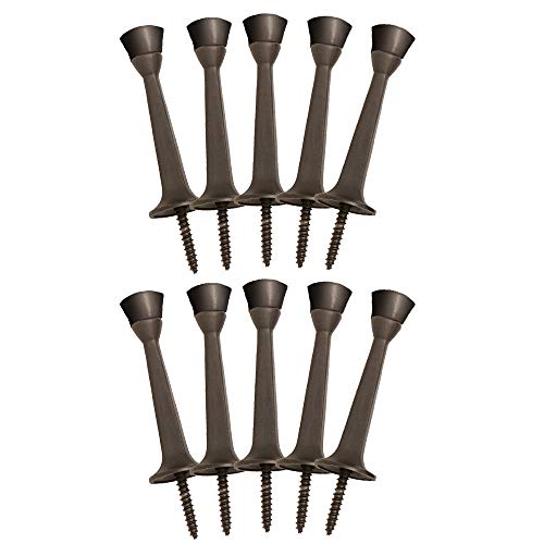 10-Pack Solid Steel Door Stops with Soft Rubber Tip - Door Stoppers for Wall, Protect Wall & Door, Door Bumpers for Walls, Oil Rubbed Bronze Finish, Design House, 181743