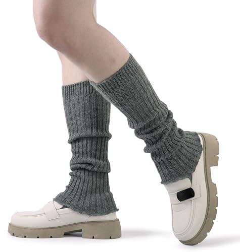 Image of BomKinta Leg Warmers for Women - Soft Fashion Knit Calf Accessories Gifts - Cute 80s Ruffle Leg Sleeves for Party Yoga
