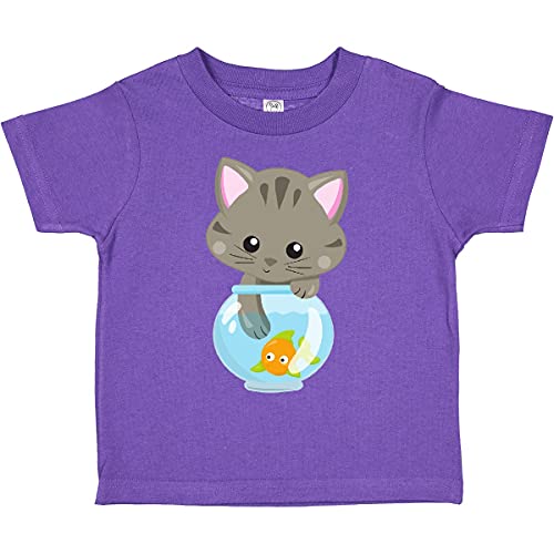 inktastic Cute Cat, Little Cat, Kitty, Kitten, Fish Bowl Toddler T-Shirt 3T Purple 35a84