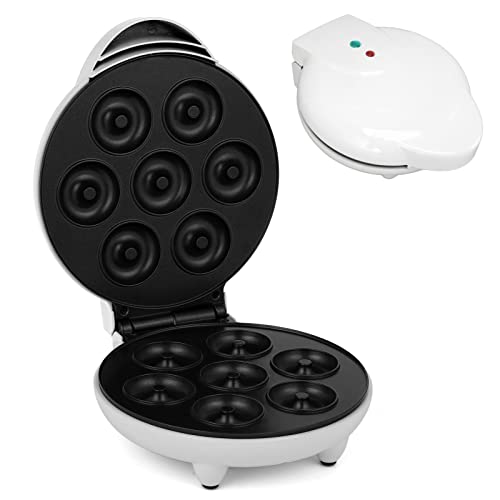 Non Stick Coating avoid Slip Stylish Mini Doughnut Making Machine and Electric Makes 7 Small Doughnuts Donut Maker, White Mini Donut Maker, Donut Maker Machine or Baking Activity(??110V)