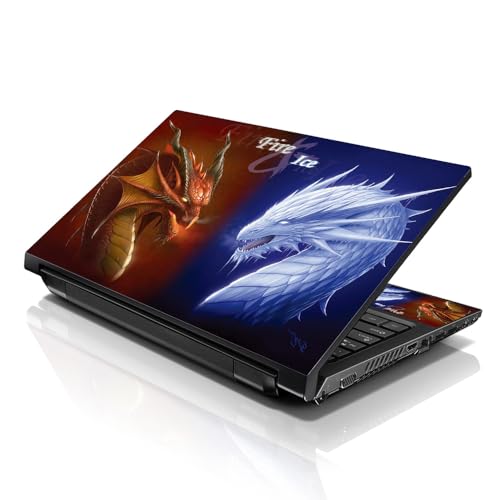 Image of LSS Laptop 17-17.3 inch Skin Cover with Colorful Fire & Ice Dragons Pattern for HP Dell Lenovo Apple Asus Acer Compaq - Fits 16.5 inch 17 inch 17.3 inch 18.4 inch 19 inch (2 Wrist Pads Free)