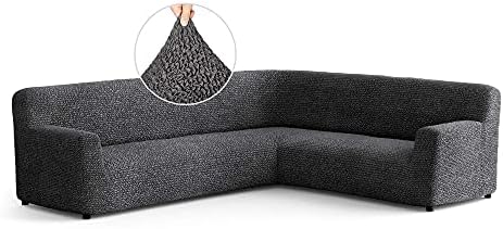 Menotti Corner Sofa Cover - Corner Couch Cover - Pet Protector - Soft Polyester Fabric Slipcovers - 1-piece Form Fit Stretch Sectional Sofa Slipcover Furniture Protector - Microfibra - Choco (Corner)