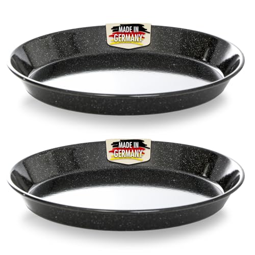 culinario 2er Set Emaille Pizzablech/Zwiebelkuchenblech Ø 30cm, rund, antihaft, schwarz, Made in Germany