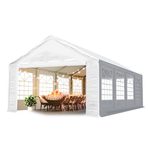 TOOLPORT Partyzelt 4x8 m Pavillon Starke PVC 600 N Plane wasserdicht und schneller Aufbau