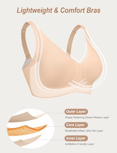 OEAK Womens Comfortable Deep V Bras Wireless Push Up Seamless Full Coverage Bralettes Supportive Bra Raceback Tshirt Bras4