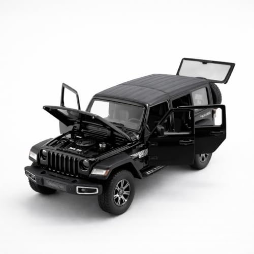Image of 1:24 Scale Jeep Wrangler Die Cast Metal Car Model with Openable Doors & Hood, Detailed Interior, Pull Back Action Toy Car for Kids & Collectors, Display Model