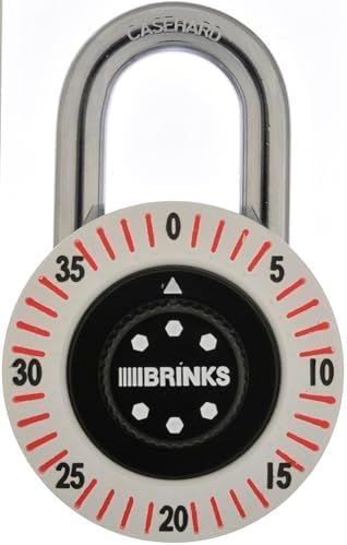 BRINKS Candado de combinación de esfera de 1.969 in  Gimnasio resistente, casillero escolar y candado de bicicleta, grillete de acero endurecido,