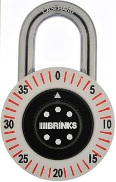 BRINKS 50mm Dial Combination Padlock Heavy Duty Gym, School Locker & Bike Lock, Hardened Steel Shackle, Keyless 3-Digit Security White