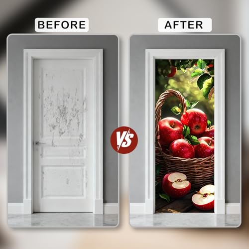 Image of Nuxovilar Apple Basket Door Stickers Peel Stick PVC 30.3x78.7 in