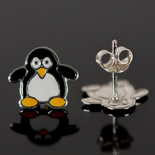 Boucles d'oreilles pingouin en argent sterling 925 fin et durable