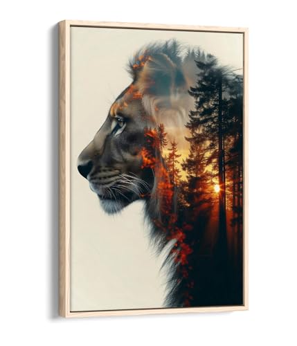 Toile lion au coucher de soleil pour réchauffer l'ambiance de votre salon