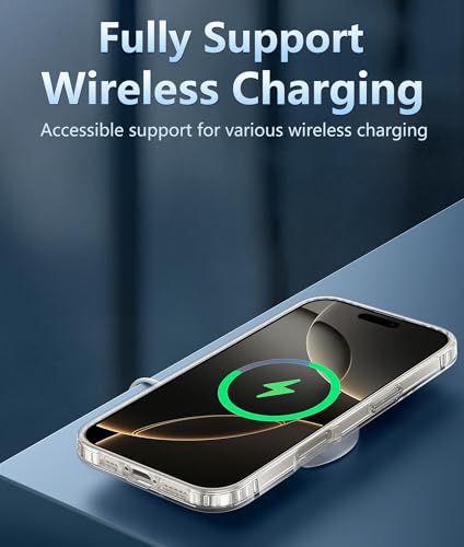 Image of FNTCASE for iPhone 16 Pro Case: Clear Phone Cases Compatible with Magsafe Slim Anti Yellowing Military Grade Drop Protection Rugged Shockproof Protective Transparent Cell Phone Cover (B-Clear)