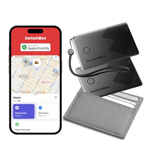 SwitchBot Slim Wallet Tracker Card (2.5mm) – Works with Apple Find My (iOS Only), Credit Card Finder for Wallet, Phone & Keys, IP67 Waterproof, Up to 3-Year Battery