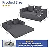 COMAX Futon Sofa Bed, 4in1 Convertible Sofa Bed, Folding Boneless Couches for Living Room, Fold Out Small Foldable Loveseat Floor Sleeper Comfy Mattress Lounge SpaceSaving, Grey