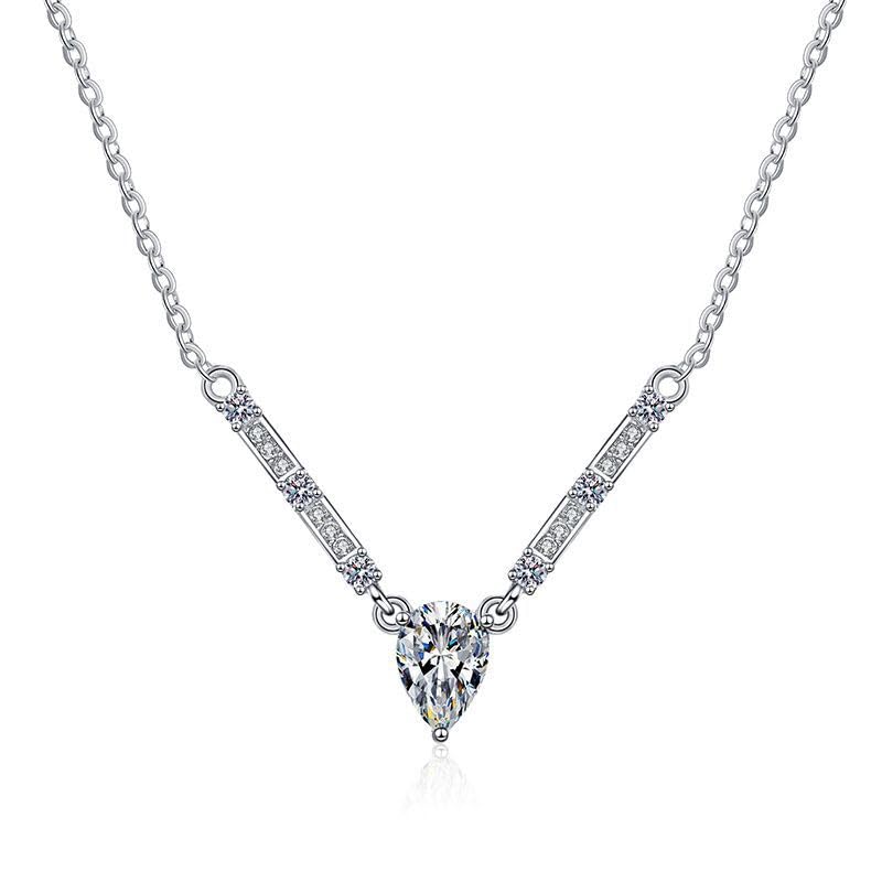 Image of Shining Diva Fashion Valentine Gift For Girlfriend Stylish Silver Plated Crystal Chain Pendant Necklace for Women and Girls